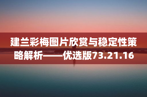 建兰彩梅图片欣赏与稳定性策略解析——优选版73.21.16