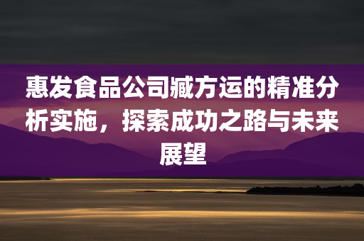 惠发食品公司臧方运的精准分析实施，探索成功之路与未来展望