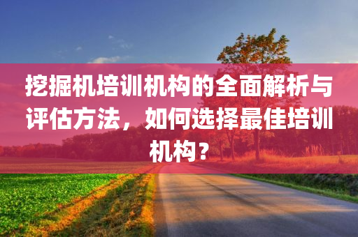 挖掘机培训机构的全面解析与评估方法，如何选择最佳培训机构？