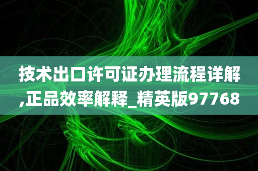 技术出口许可证办理流程详解,正品效率解释_精英版97768