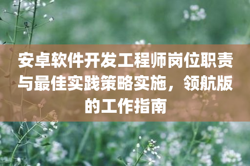 安卓软件开发工程师岗位职责与最佳实践策略实施，领航版的工作指南