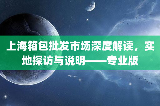 上海箱包批发市场深度解读，实地探访与说明——专业版