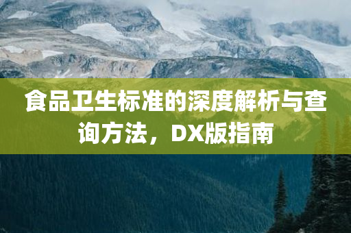 食品卫生标准的深度解析与查询方法，DX版指南