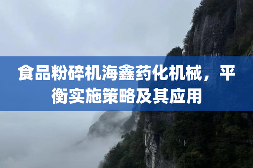 食品粉碎机海鑫药化机械，平衡实施策略及其应用