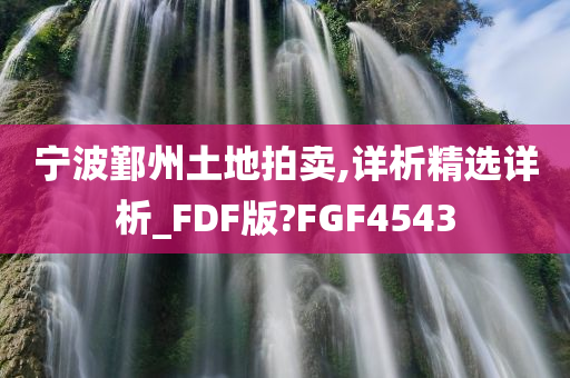 宁波鄞州土地拍卖,详析精选详析_FDF版?FGF4543