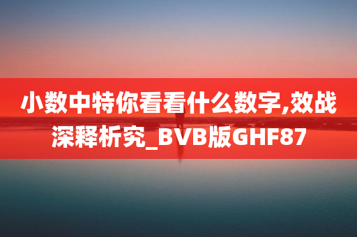 小数中特你看看什么数字,效战深释析究_BVB版GHF87