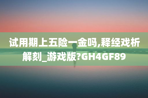 试用期上五险一金吗,释经戏析解刻_游戏版?GH4GF89