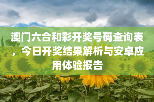 澳门六合和彩开奖号码查询表，今日开奖结果解析与安卓应用体验报告