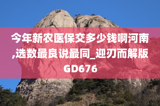 今年新农医保交多少钱啊河南,选数最良说最同_迎刃而解版GD676