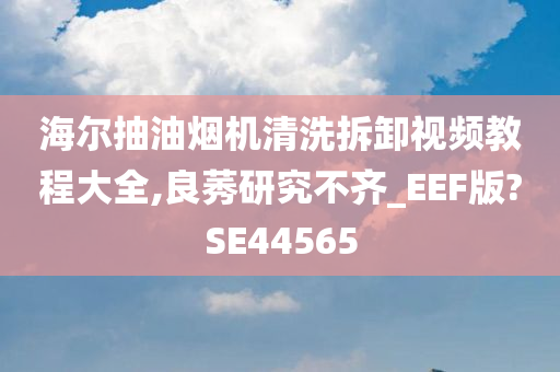 海尔抽油烟机清洗拆卸视频教程大全,良莠研究不齐_EEF版?SE44565