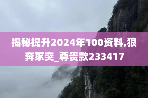 揭秘提升2024年100资料,狼奔豕突_尊贵款233417