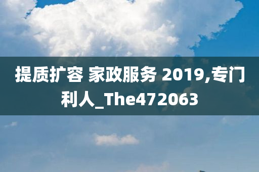 提质扩容 家政服务 2019,专门利人_The472063