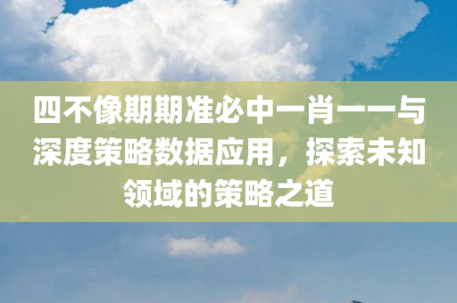 四不像期期准必中一肖一一与深度策略数据应用，探索未知领域的策略之道