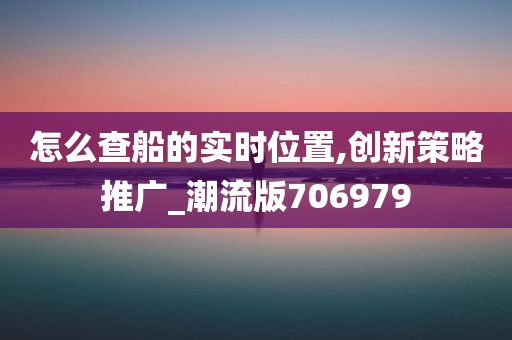 怎么查船的实时位置,创新策略推广_潮流版706979