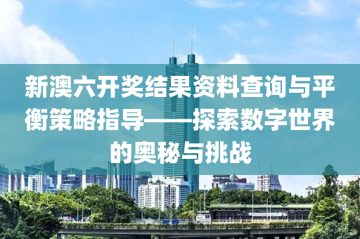 新澳六开奖结果资料查询与平衡策略指导——探索数字世界的奥秘与挑战