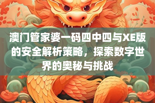 澳门管家婆一码四中四与XE版的安全解析策略，探索数字世界的奥秘与挑战