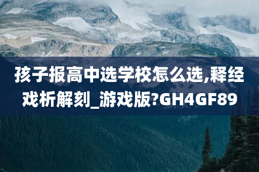 孩子报高中选学校怎么选,释经戏析解刻_游戏版?GH4GF89