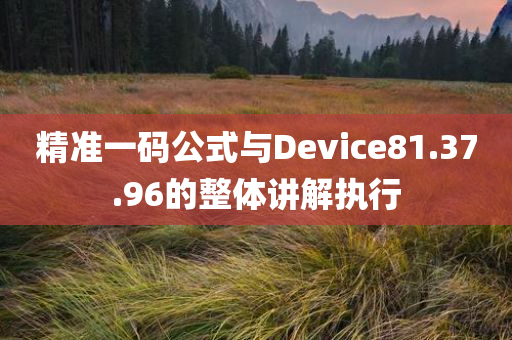 精准一码公式与Device81.37.96的整体讲解执行