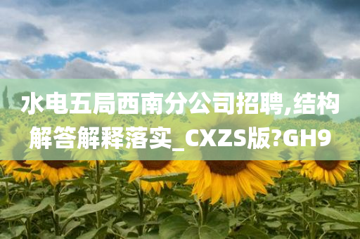 水电五局西南分公司招聘,结构解答解释落实_CXZS版?GH9