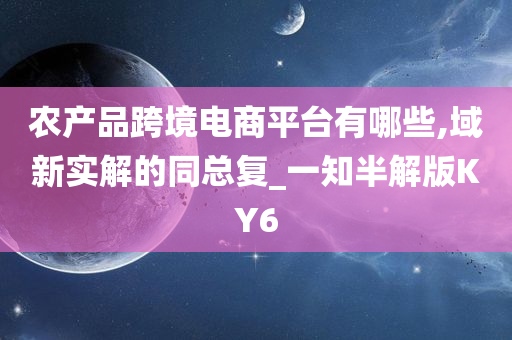 农产品跨境电商平台有哪些,域新实解的同总复_一知半解版KY6