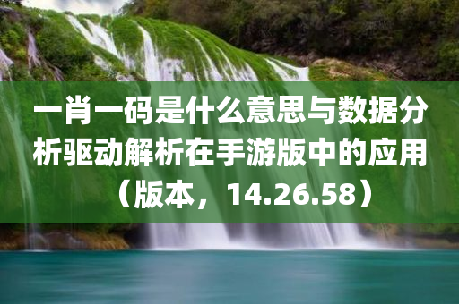 一肖一码是什么意思与数据分析驱动解析在手游版中的应用（版本，14.26.58）