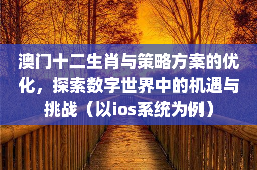 澳门十二生肖与策略方案的优化，探索数字世界中的机遇与挑战（以ios系统为例）