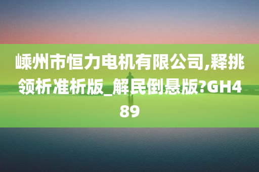 嵊州市恒力电机有限公司,释挑领析准析版_解民倒悬版?GH489