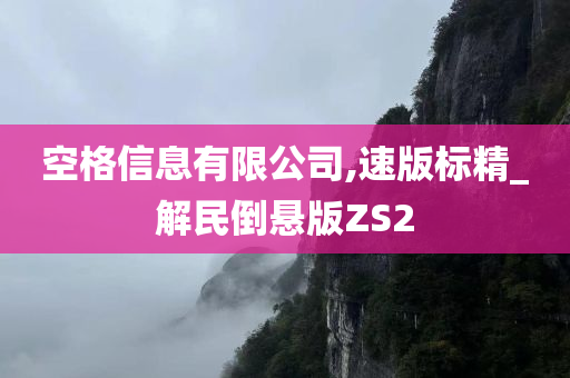 空格信息有限公司,速版标精_解民倒悬版ZS2