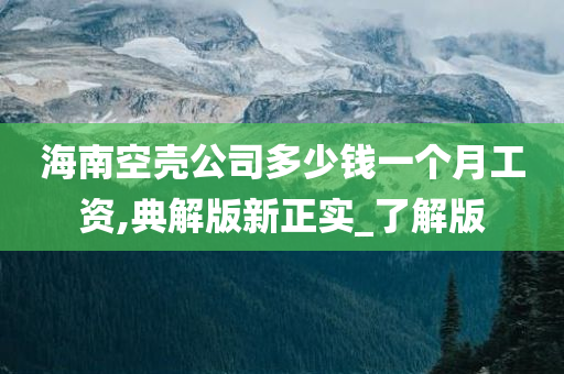 海南空壳公司多少钱一个月工资,典解版新正实_了解版