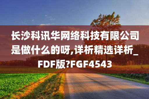 长沙科讯华网络科技有限公司是做什么的呀,详析精选详析_FDF版?FGF4543