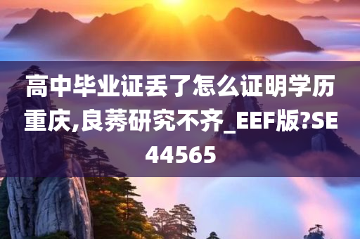 高中毕业证丢了怎么证明学历重庆,良莠研究不齐_EEF版?SE44565