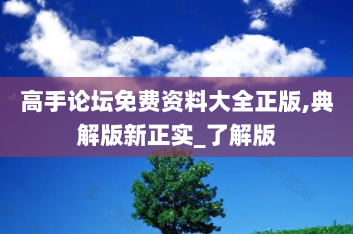 高手论坛免费资料大全正版,典解版新正实_了解版