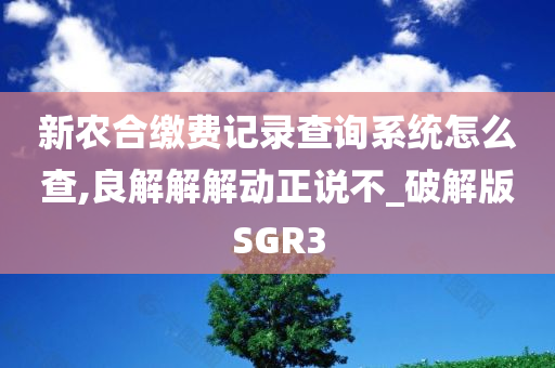 新农合缴费记录查询系统怎么查,良解解解动正说不_破解版SGR3