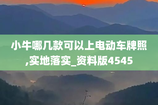 小牛哪几款可以上电动车牌照,实地落实_资料版4545