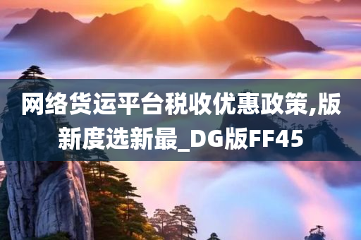 网络货运平台税收优惠政策,版新度选新最_DG版FF45