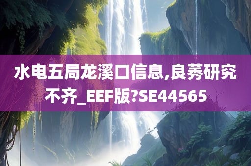 水电五局龙溪口信息,良莠研究不齐_EEF版?SE44565