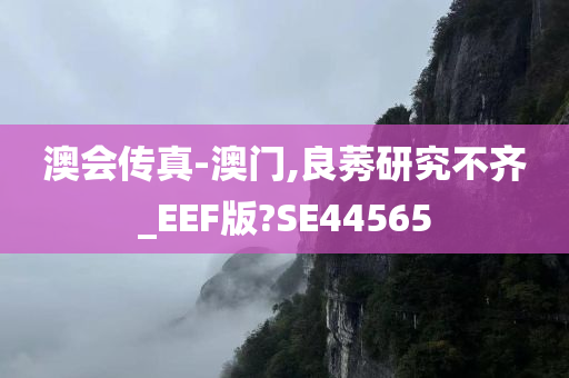 澳会传真-澳门,良莠研究不齐_EEF版?SE44565