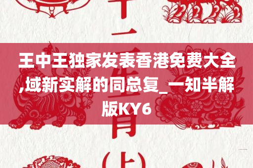 王中王独家发表香港免费大全,域新实解的同总复_一知半解版KY6