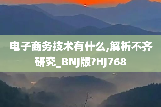 电子商务技术有什么,解析不齐研究_BNJ版?HJ768