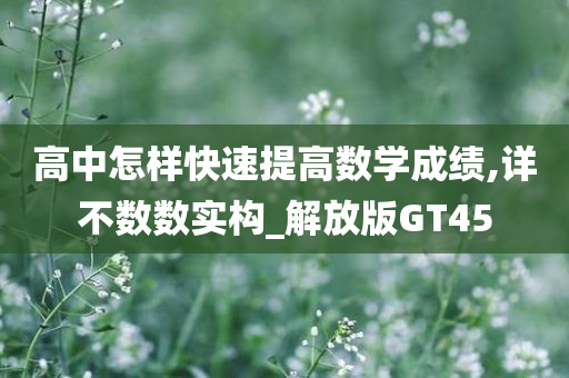 高中怎样快速提高数学成绩,详不数数实构_解放版GT45