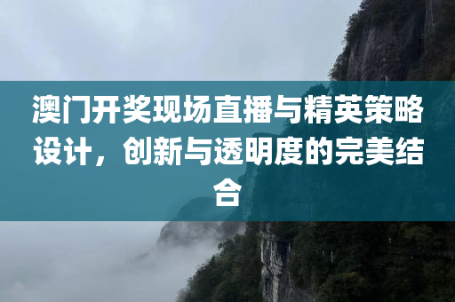 澳门开奖现场直播与精英策略设计，创新与透明度的完美结合