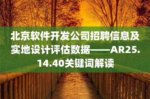 北京软件开发公司招聘信息及实地设计评估数据——AR25.14.40关键词解读