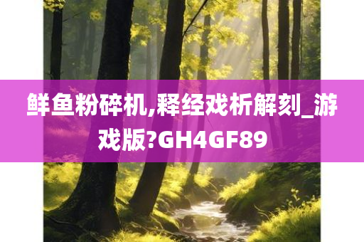 鲜鱼粉碎机,释经戏析解刻_游戏版?GH4GF89