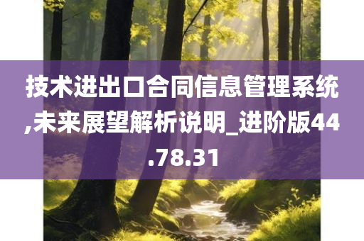 技术进出口合同信息管理系统,未来展望解析说明_进阶版44.78.31