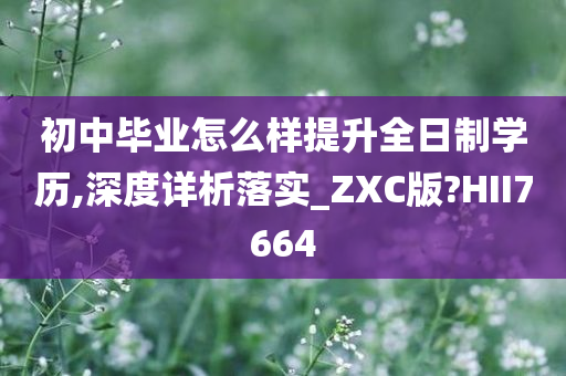 初中毕业怎么样提升全日制学历,深度详析落实_ZXC版?HII7664