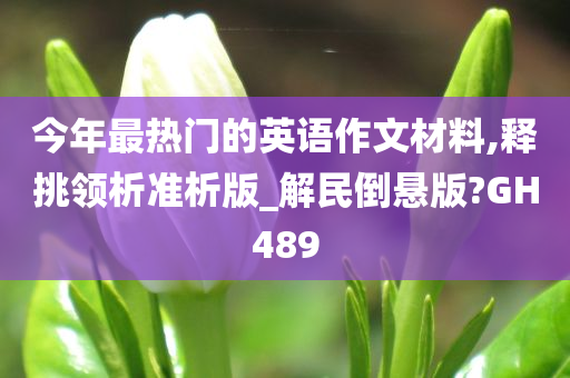 今年最热门的英语作文材料,释挑领析准析版_解民倒悬版?GH489