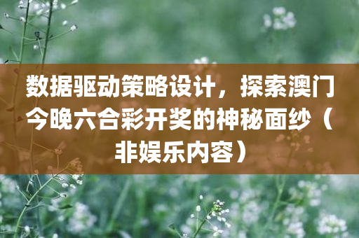 数据驱动策略设计，探索澳门今晚六合彩开奖的神秘面纱（非娱乐内容）