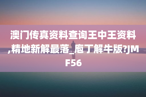 澳门传真资料查询王中王资料,精地新解最落_庖丁解牛版?JMF56