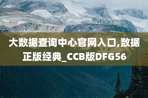 大数据查询中心官网入口,数据正版经典_CCB版DFG56