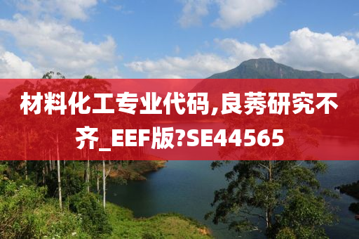 材料化工专业代码,良莠研究不齐_EEF版?SE44565